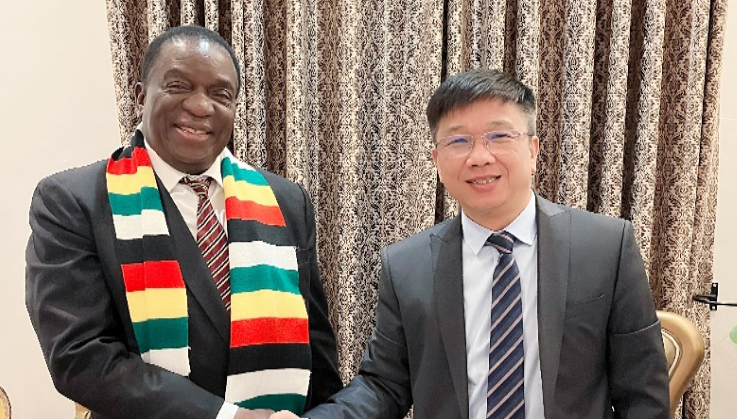 津巴布韦总统亲切会见米兰milan集团董事长王平卫